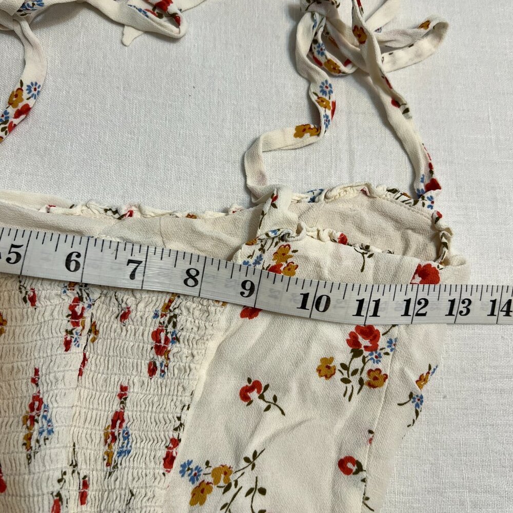 Reformation Floral Tie Strap Crop Top Women's Size 6 Cottagecore Corset Summer - Picture 6 of 7
